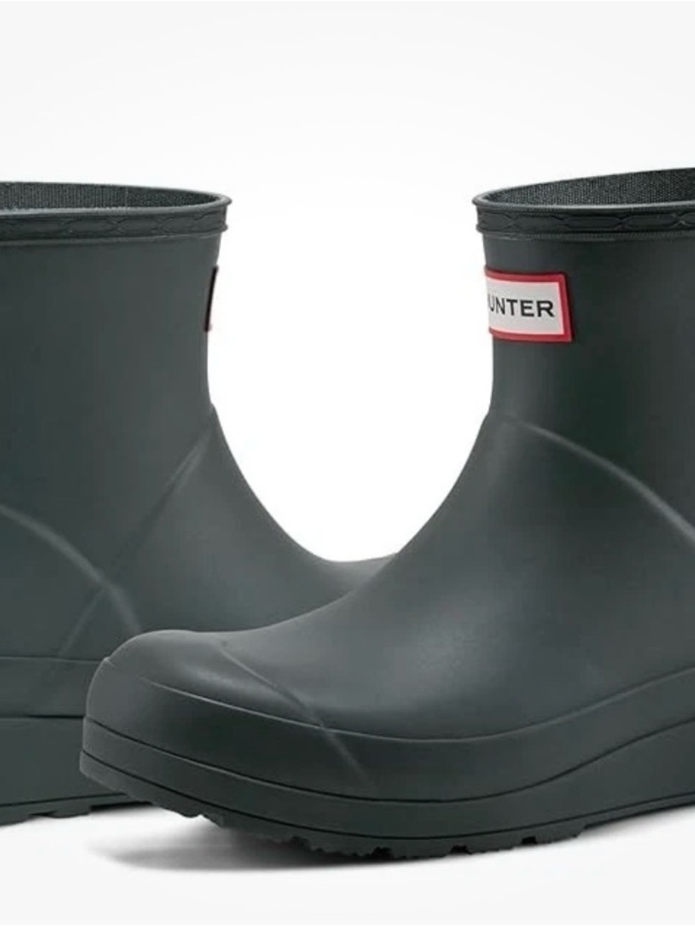 Hunter Short Matte Forest Green Rain Boots with Logo